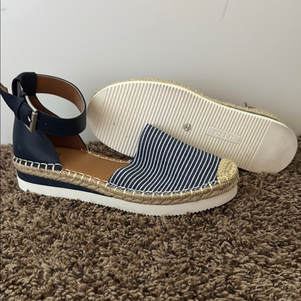 a.n.a Blue and White Espadrilles with Jute Sole